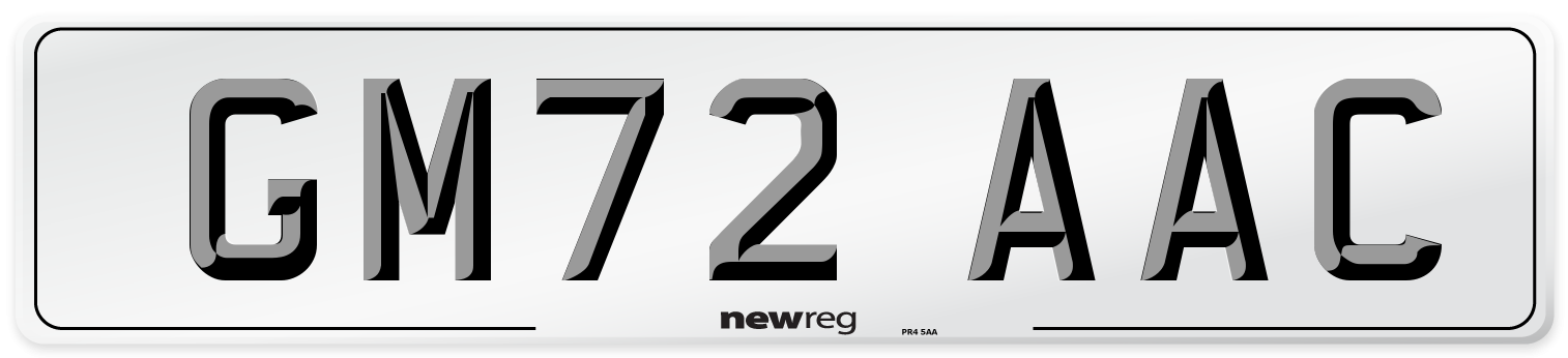 GM72 AAC Number Plate from New Reg